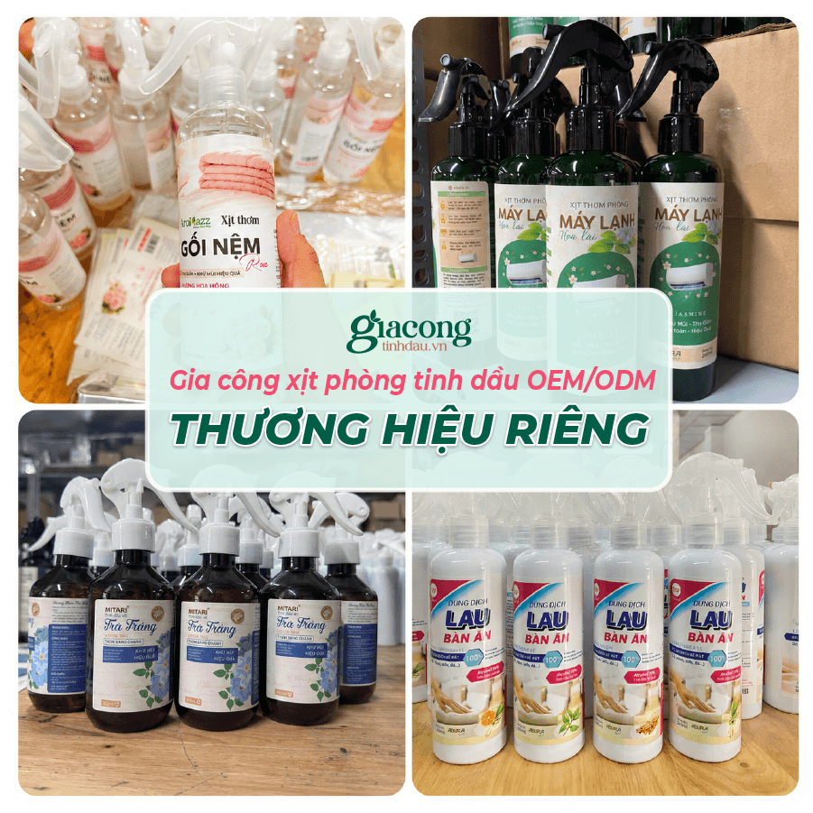 gia công xịt phòng tinh dầu OEM ODM thương hiệu riêng